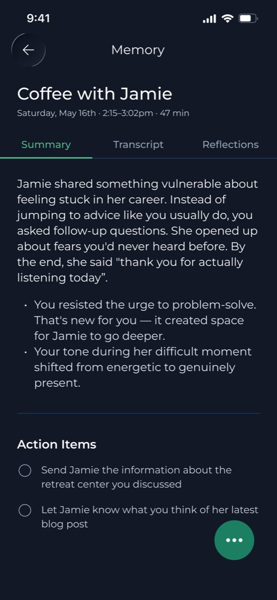 Above app — conversation memory